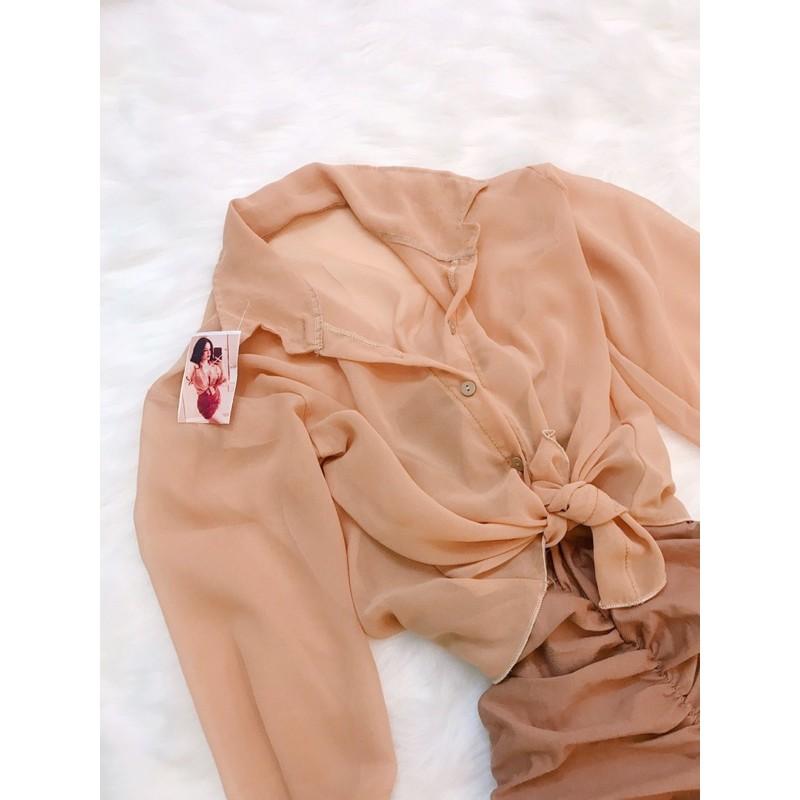 Đầm body cotton su kèm áo voan mặc được 2 kiểu cực cá tính