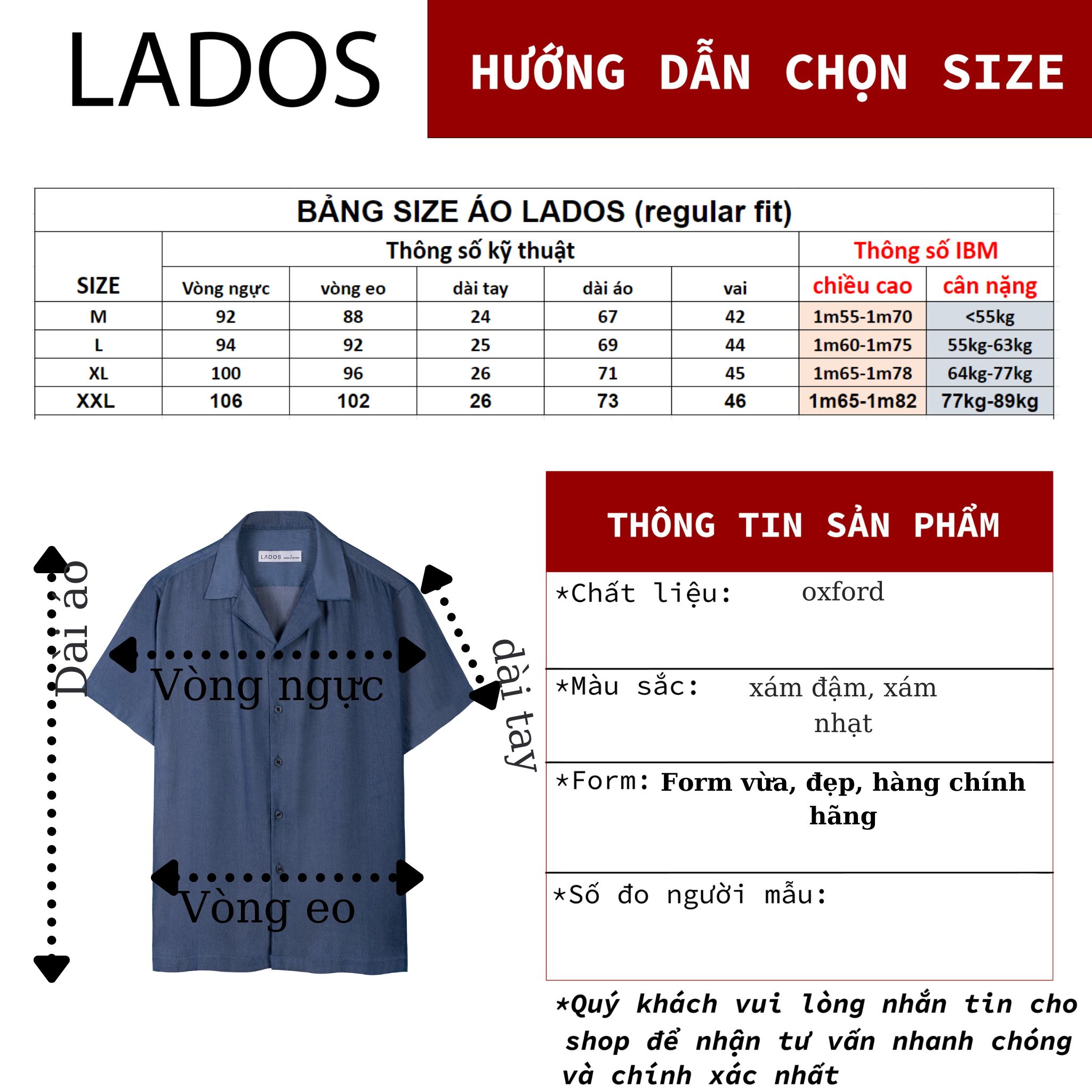 Áo sơ mi nam tay ngắn cổ vest oxford co giãn LADOS 8104 thấm hút, dễ phối đồ