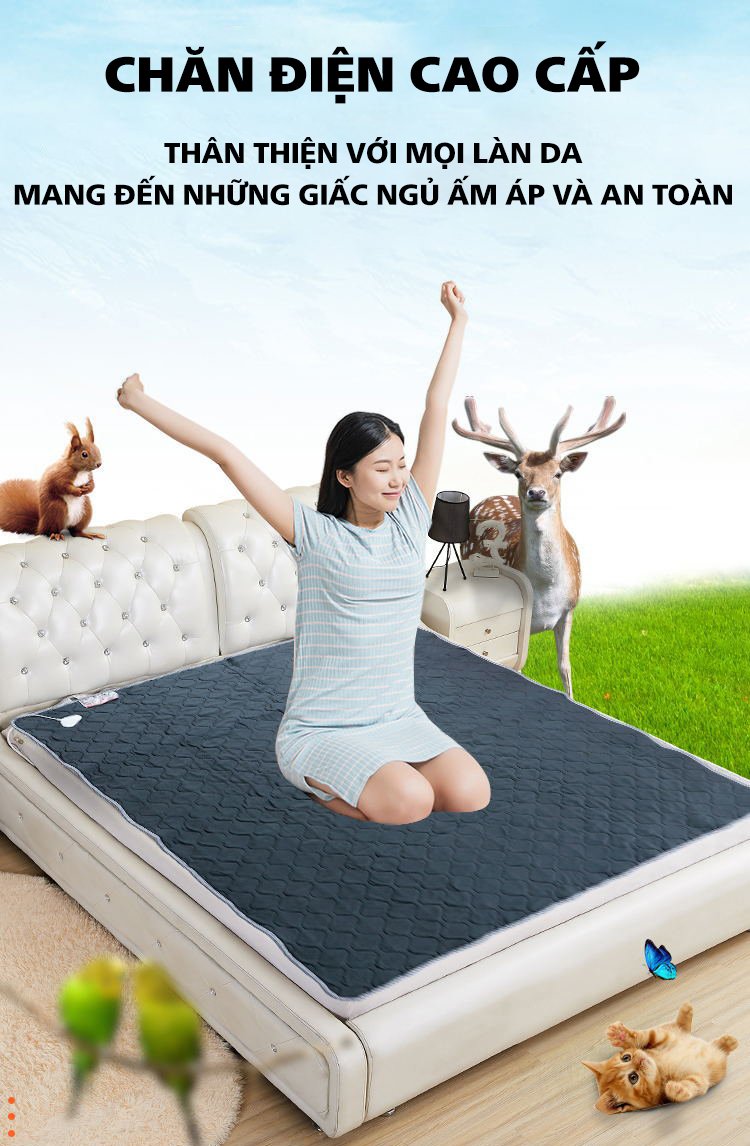 CHĂN ĐIỆN SƯỞI ẤM Chất Liệu Nỉ Cao Cấp 3 Size Lớn