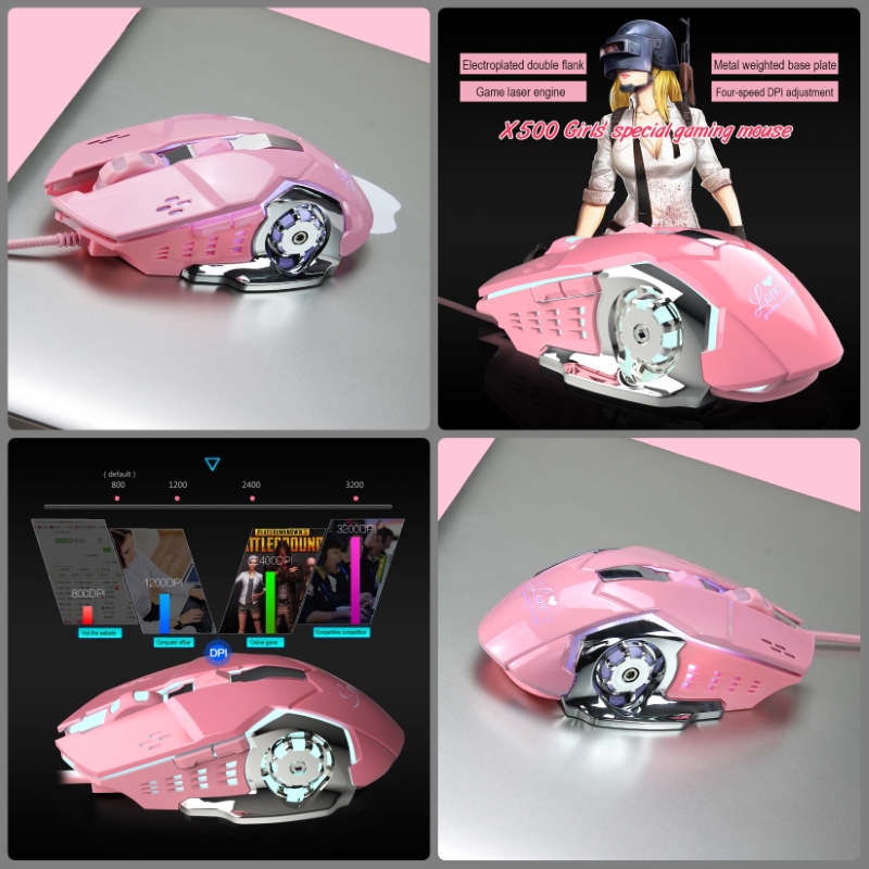 Chuột LED Gaming Mouse X500 Pink