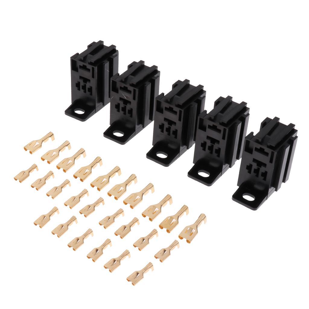 2x5 Pieces 60AMP Micro 5Pin Relay Board Mount Socket for 25 Copper Terminals