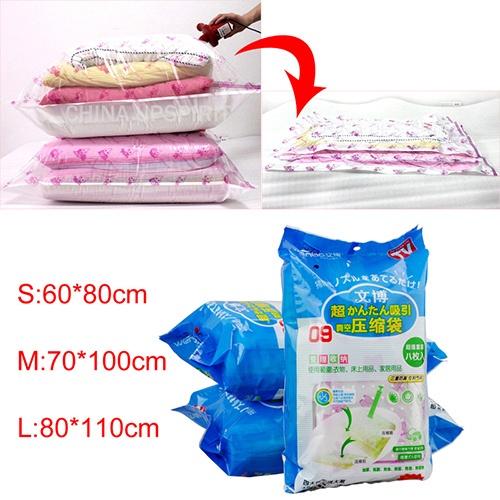 Sét 8 túi hút chân không quần áo , chăn , ga , gối tặng kèm theo bơm