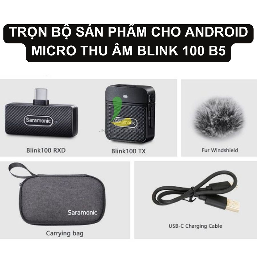 Micro thu âm Saramonic Blink 100 B5 - Micro ghi âm hỗ trợ thiết bị Android, công nghệ truyền dẫn không dây 2.4GHz - Hàng nhập khẩu