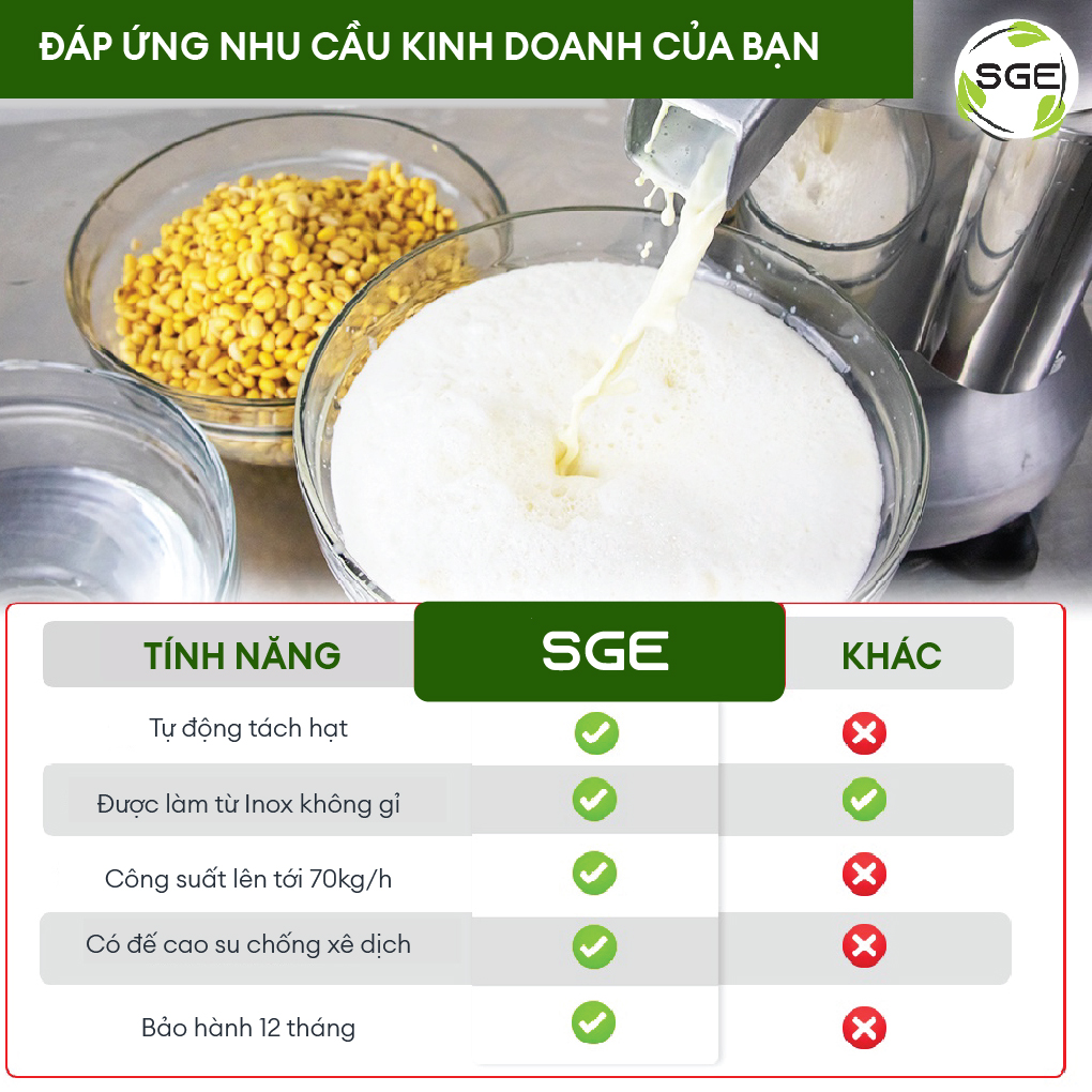 Máy Làm Sữa Đậu Nành Công Nghiệp Model SMI. Có 2 Size, Phù Hợp Nhu Cầu Kinh Doanh, Tốc Độ Sản Xuất Tối Đa 70L/1h, Làm Từ 100% Inox, Tiết Kiệm Điện, Tặng Miễn Phí 2 Túi Lọc Bã, 2 Đầu Xay. Hàng Nhập Khẩu Chính Hãng Thái Lan!!