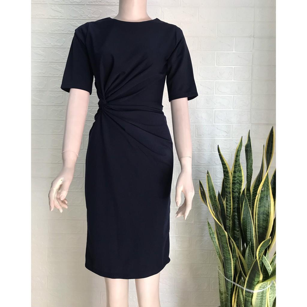 Đầm váy ôm công sở Tay Lỡ Xoắn Eo 1 Bên