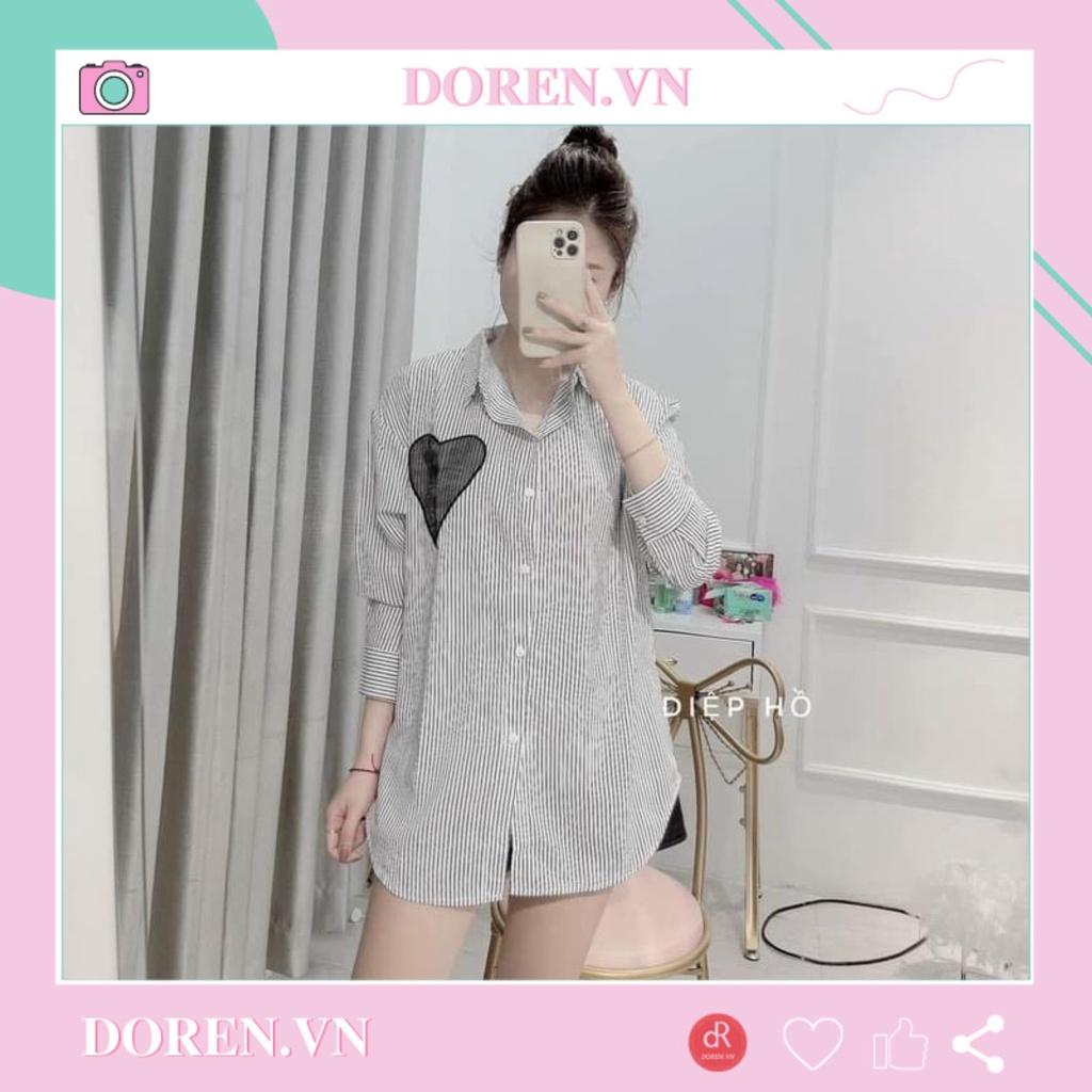 ÁO SƠ MI IN TRÁI TIM ĐEN FORM GIẤU QUẦN - DRA0032