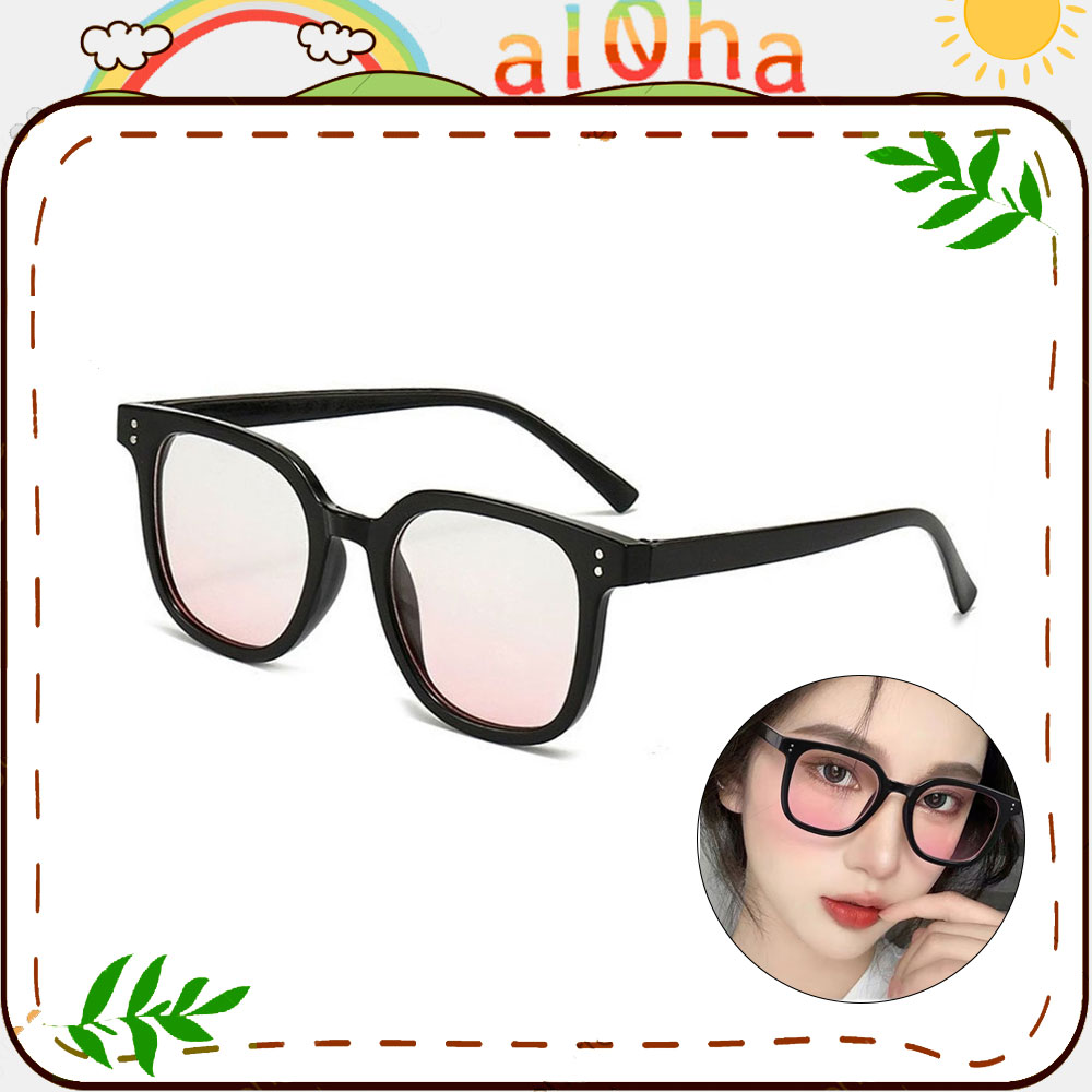 Mắt kính K0209 má hồng thời trang chống bụi gọng nhựa vuông tròn unisex nam nữ - al0ha Shop