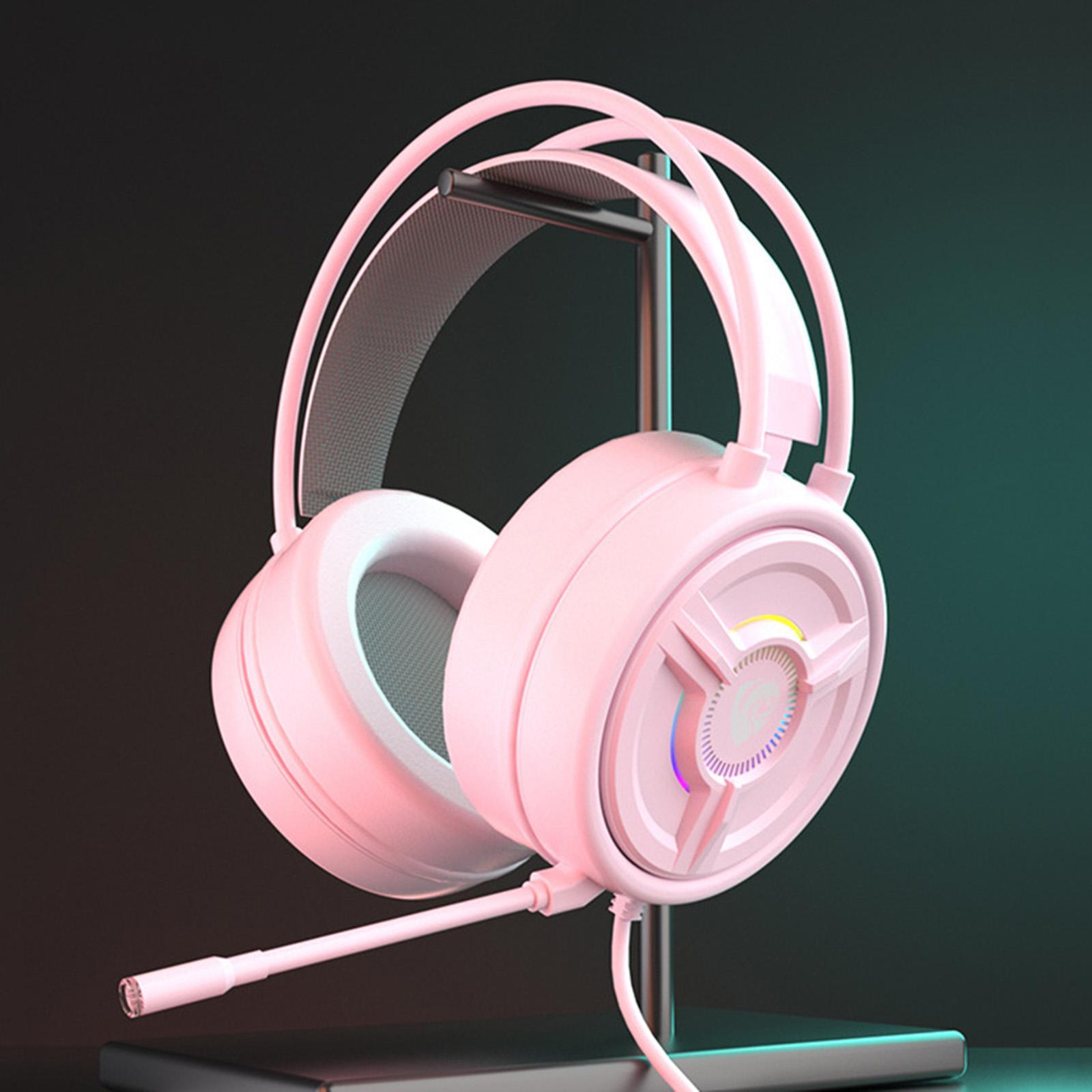 3.5mm Gaming Headset Over Ear Headphones LED Light for PC Laptop White