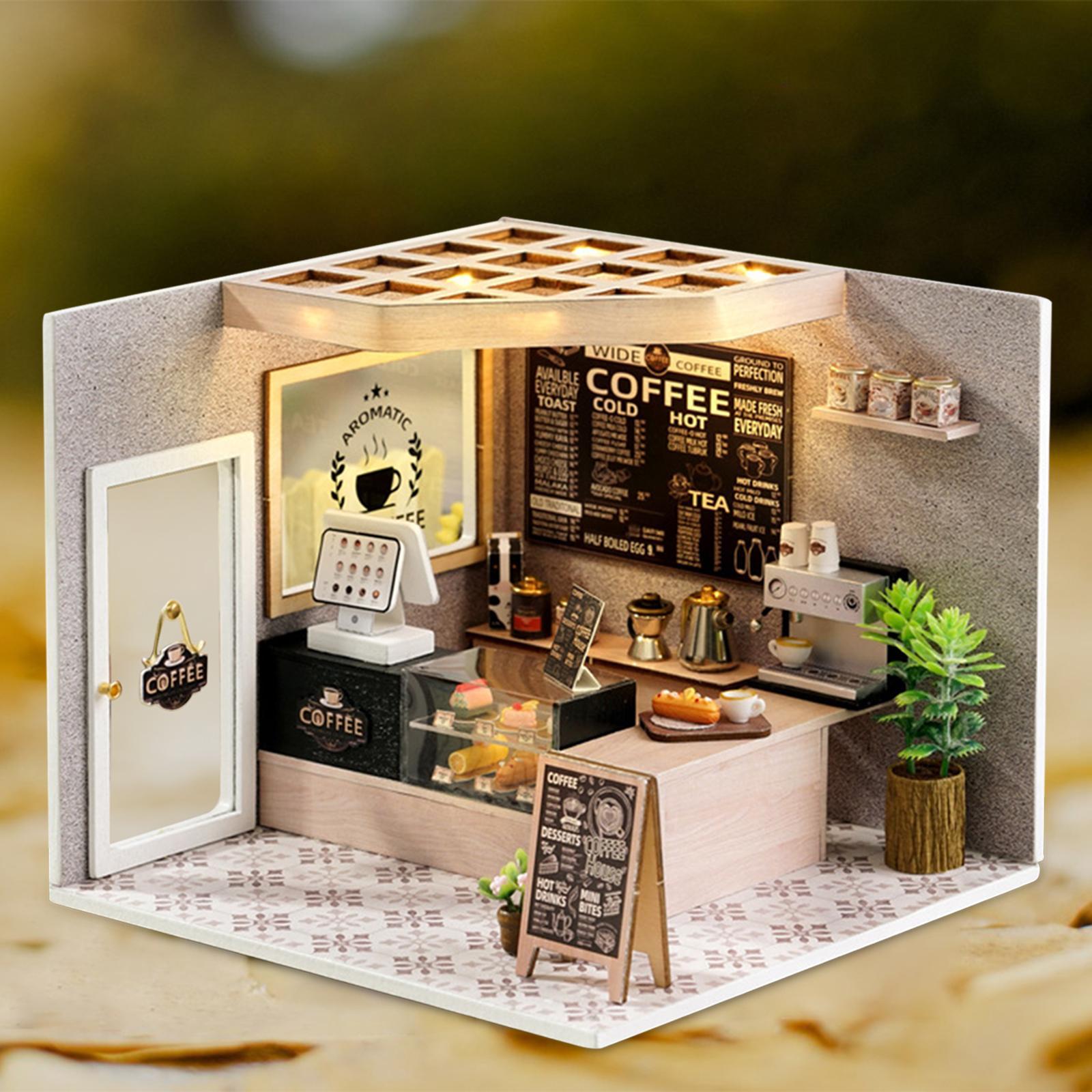 Unfinished Dollhouse DIY Kit Tiny House Building Kit Creative Room Home Dollhouse Model with Lights for Adults Friends Children Gifts