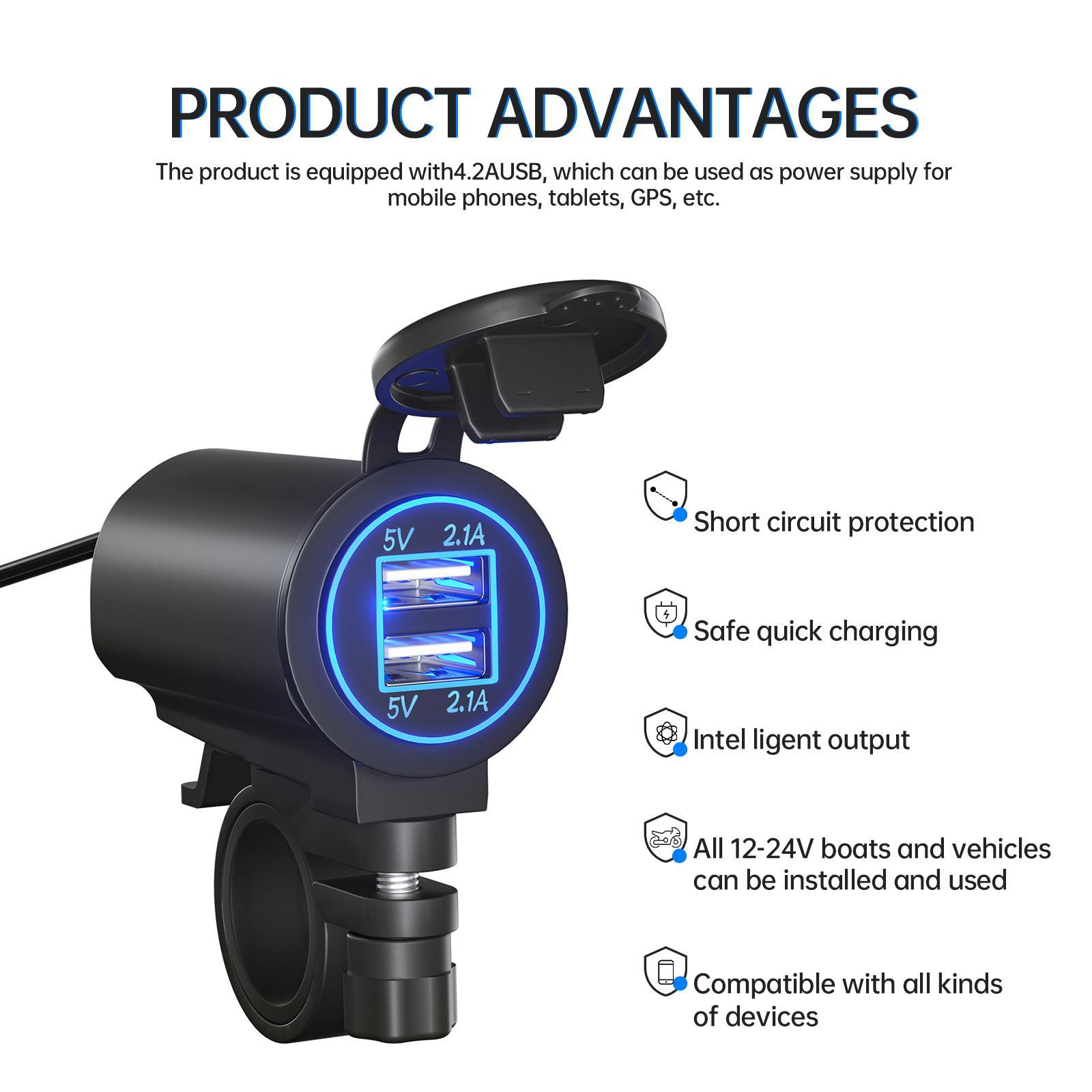 Dual USB Phone Charger Adapter 12V/24V for Automotive Mobile Phone