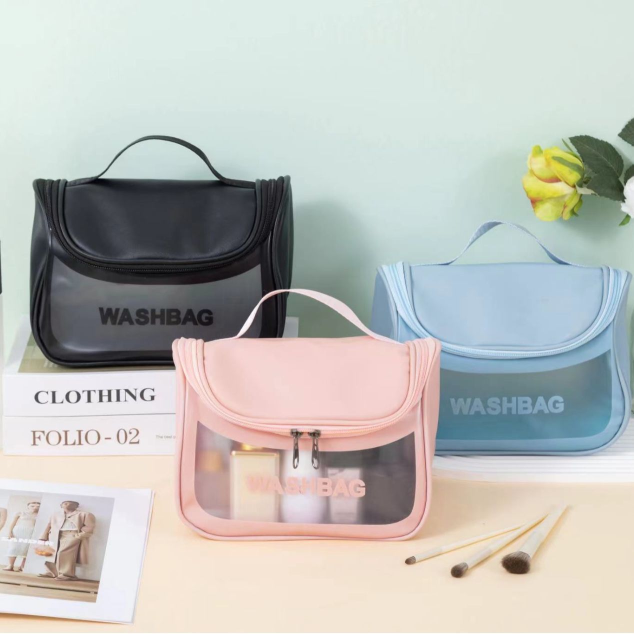 Túi Đựng Mỹ Phẩm, Đồ Trang Điểm Du Lịch Washbag Chống Nước Có Quai Xách Tiện Lợi