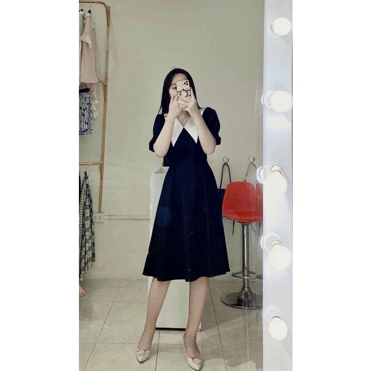 ĐẦM CHUBBY BIGSIZE MÀU ĐEN CỔ NHỌN ĐI DẠO PHỐ, ĐI TIỆC
