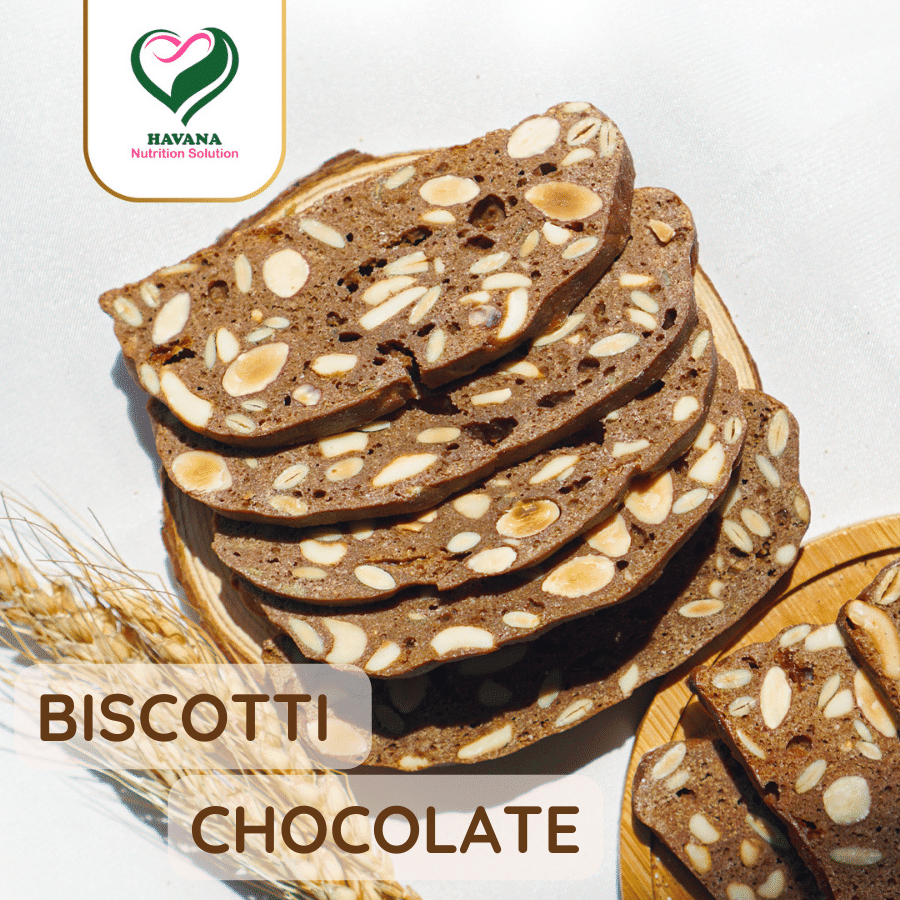 Bánh ăn kiêng HAVANA- bánh biscotti vị chocolate nguyên cám không đường- hũ 240g