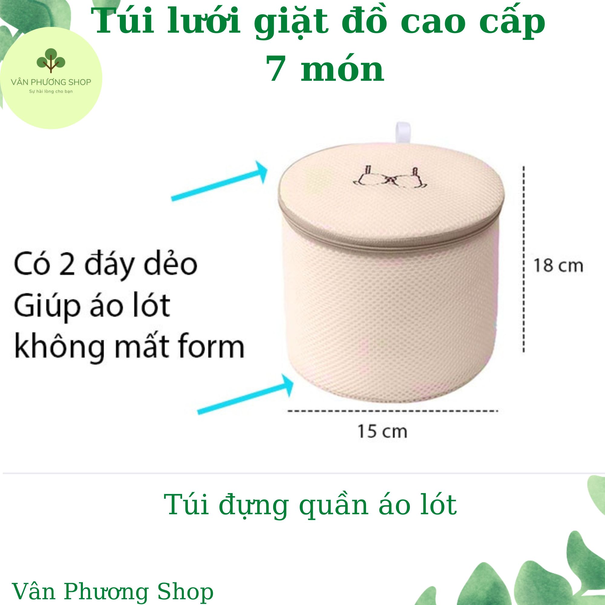 Túi Lưới Giặt Đồ, Giặt Quần Áo Cao Cấp 7 món đủ kích cỡ Vân Phương Shop - Hàng Chính Hãng