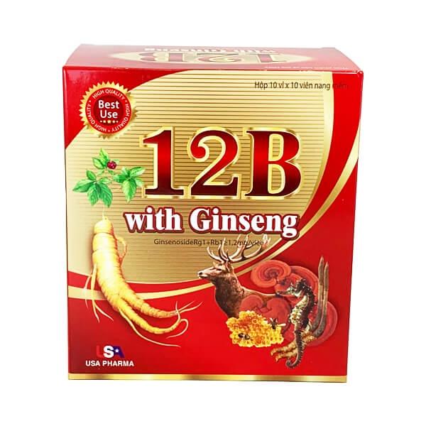 12B GINSENG - KẾT HỢP VITAMIN NHÓM &amp; NHÂN SÂM - TĂNG CƯỜNG SỨC KHOẺ - HỘP 100 VIÊN