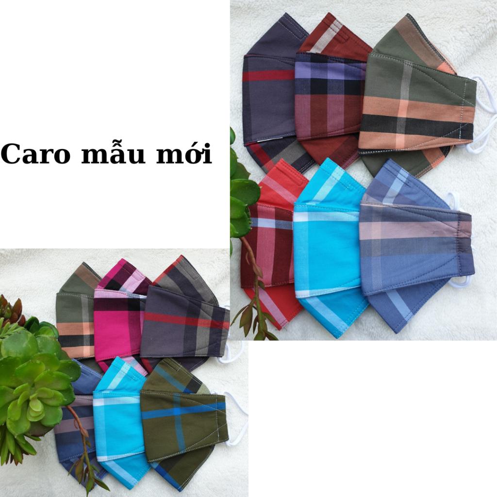 Khẩu trang vải 3 lớp khẩu trang cá 4D caro và tiktok sang trọng độc lạ cho nam nữ unisex