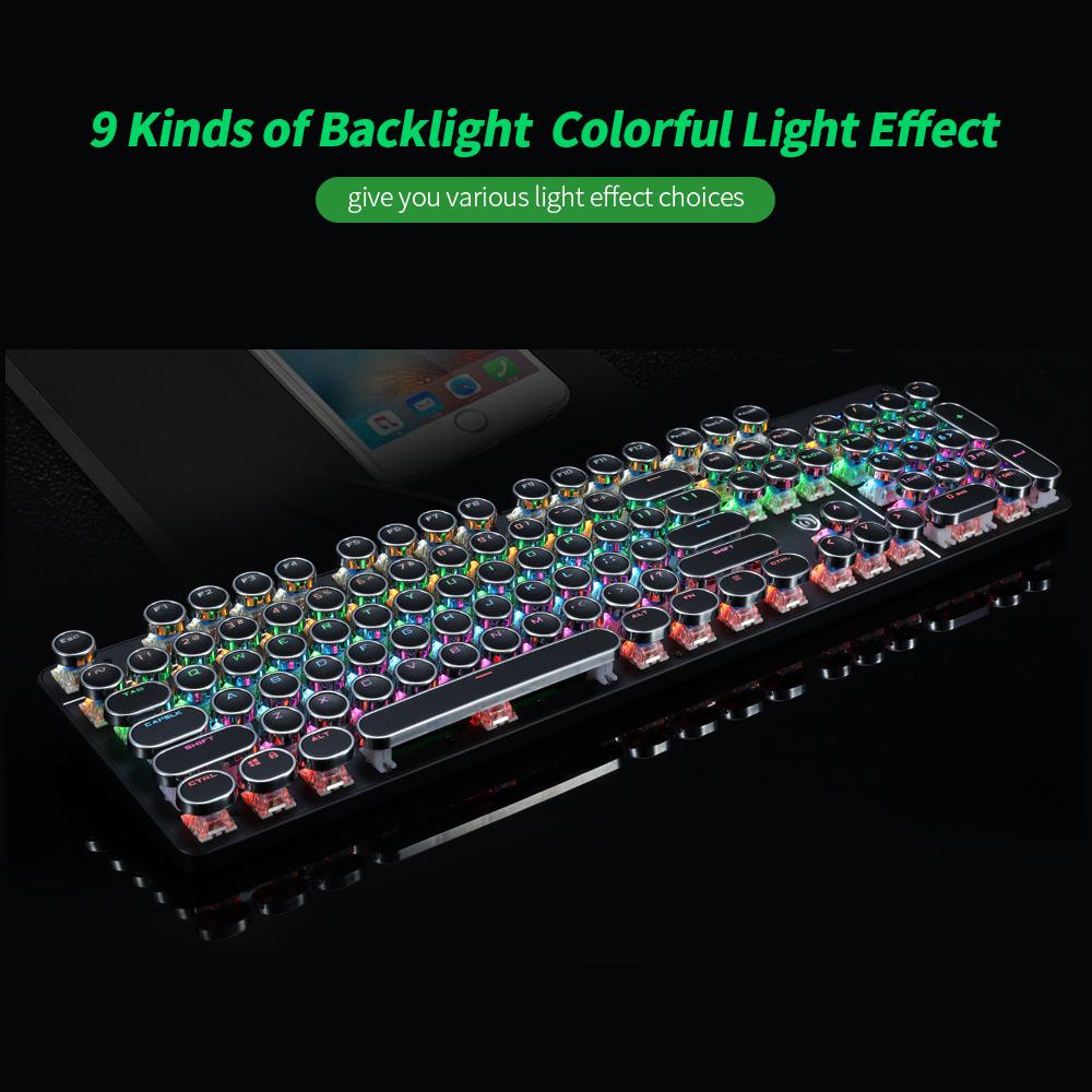 Bàn phím cơ có dây HJK900-7 với 104 phím hiệu ứng đèn nền cho máy tính xách tay / PC