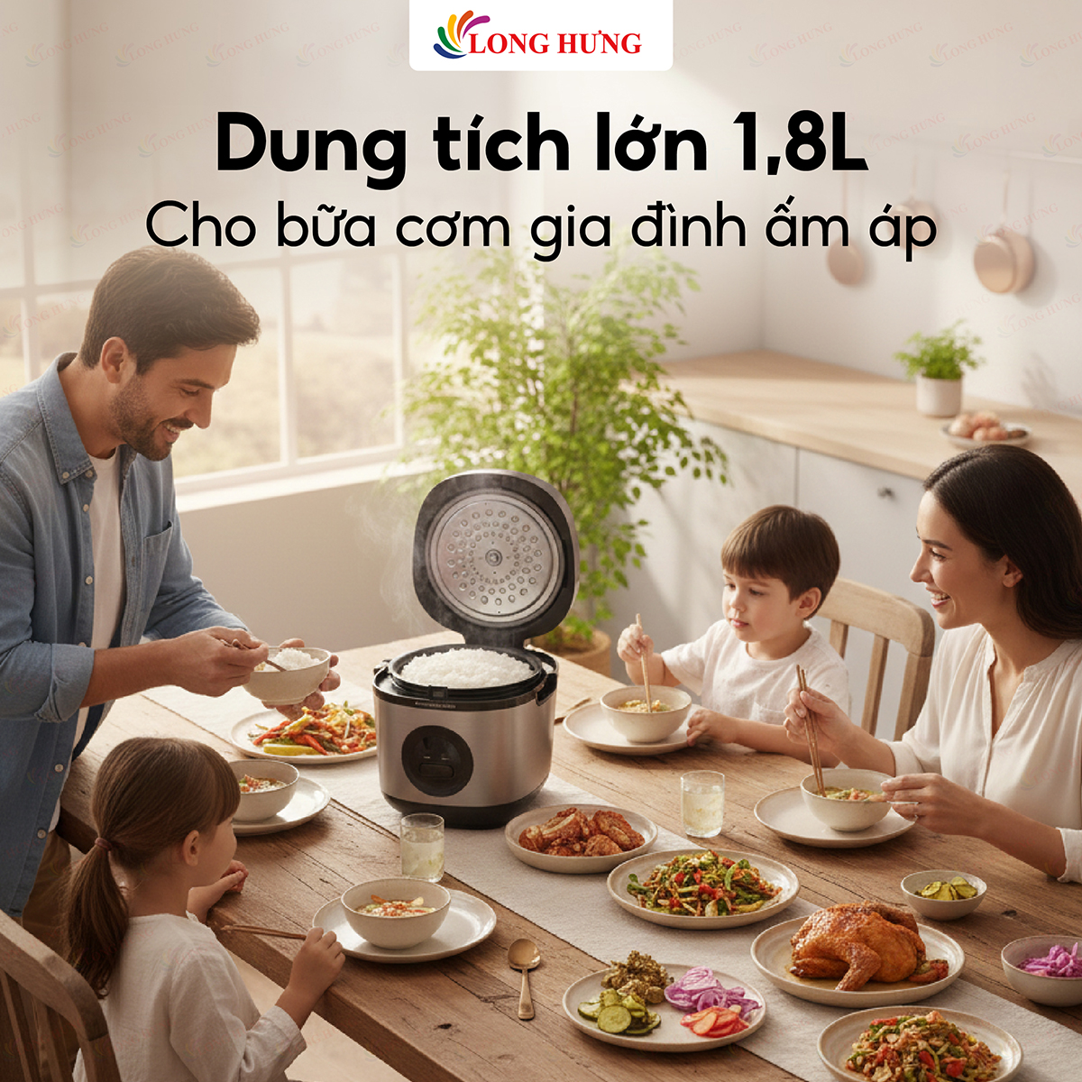 Nồi cơm điện nắp gài Philips 1.8 lít HD3213/31 - Hàng chính hãng