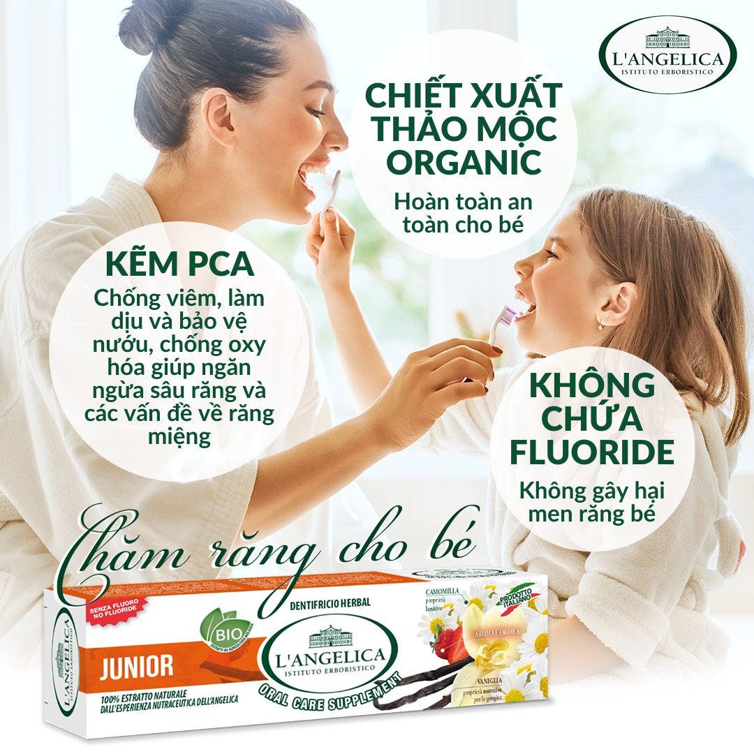 Kem Đánh Răng Thảo Dược Dành Cho Bé Yêu L'angelica Toothpaste Junior 50ml