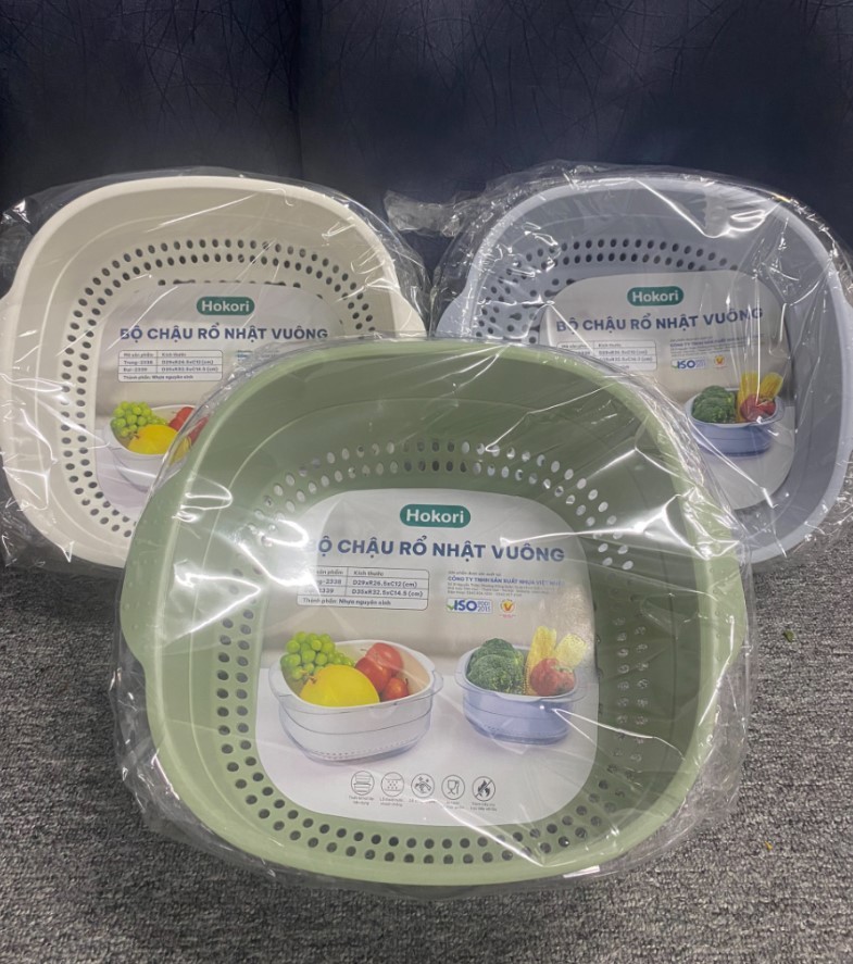 Bộ chậu kèm rổ đa năng Hokori Chính Hãng Việt Nhật Plastic