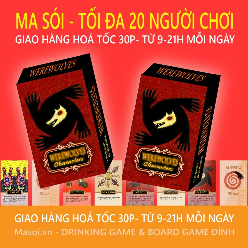 Bộ bài ma sói dành cho 7 đến 20 người chơi - Chất liệu cứng dày - gọn hàng, thích hợp mang theo bên mình