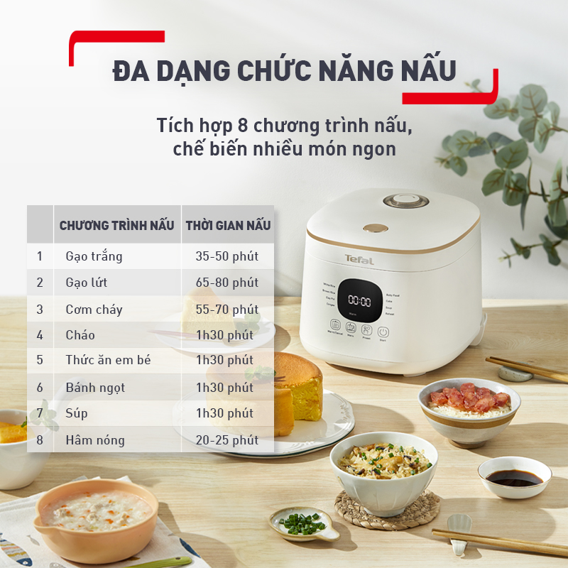 Nồi cơm điện tử Tefal Rice Mate Mini 0.7L RK515168 - Hàng chính hãng