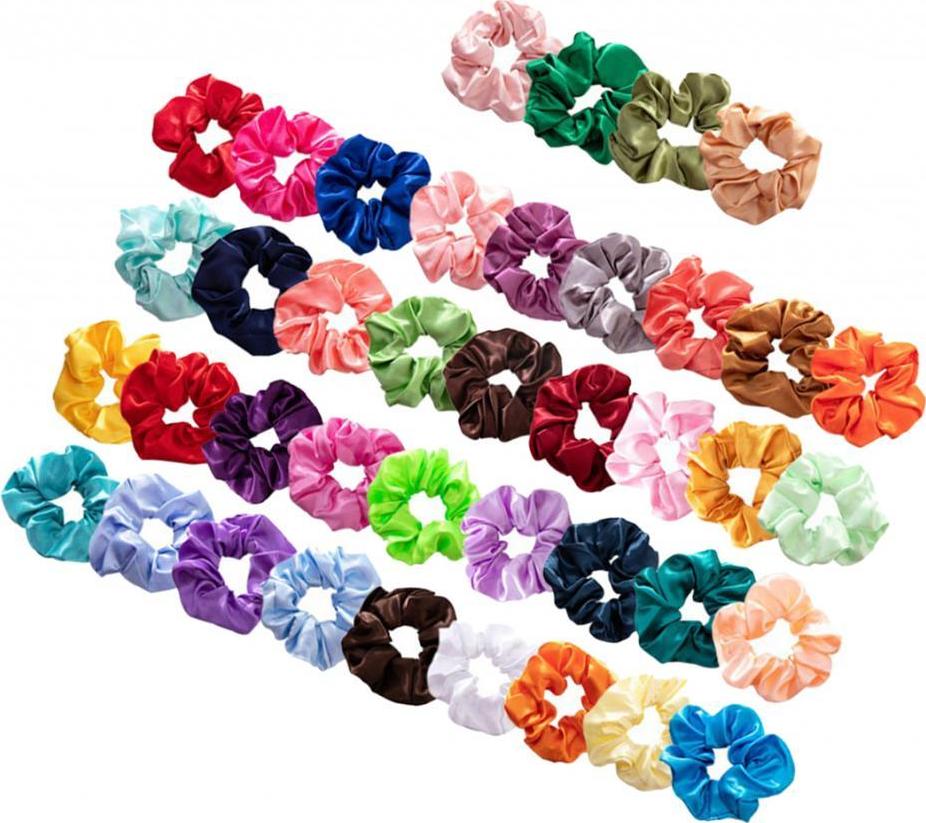 40 Chiếc Tóc Lụa Scrunchies Satin Thun Cột Tóc Scrunchy Dây Buộc Tóc Dây
