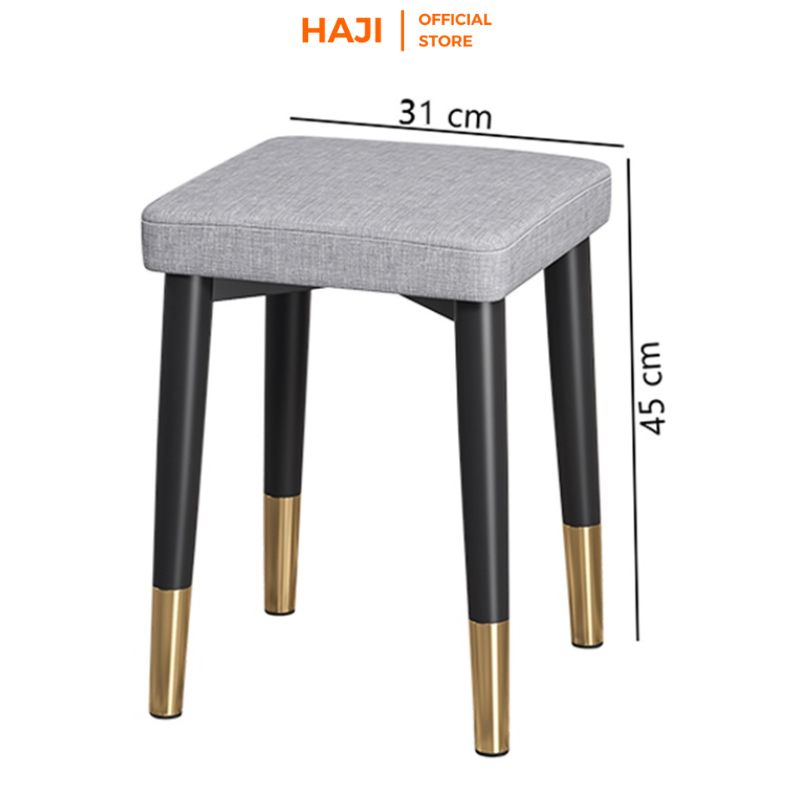Ghế bàn trang điểm cao cấp mặt đệm êm ái chân gỗ sồi chắc chắn phối viền vàng sang trọng HAJI F66
