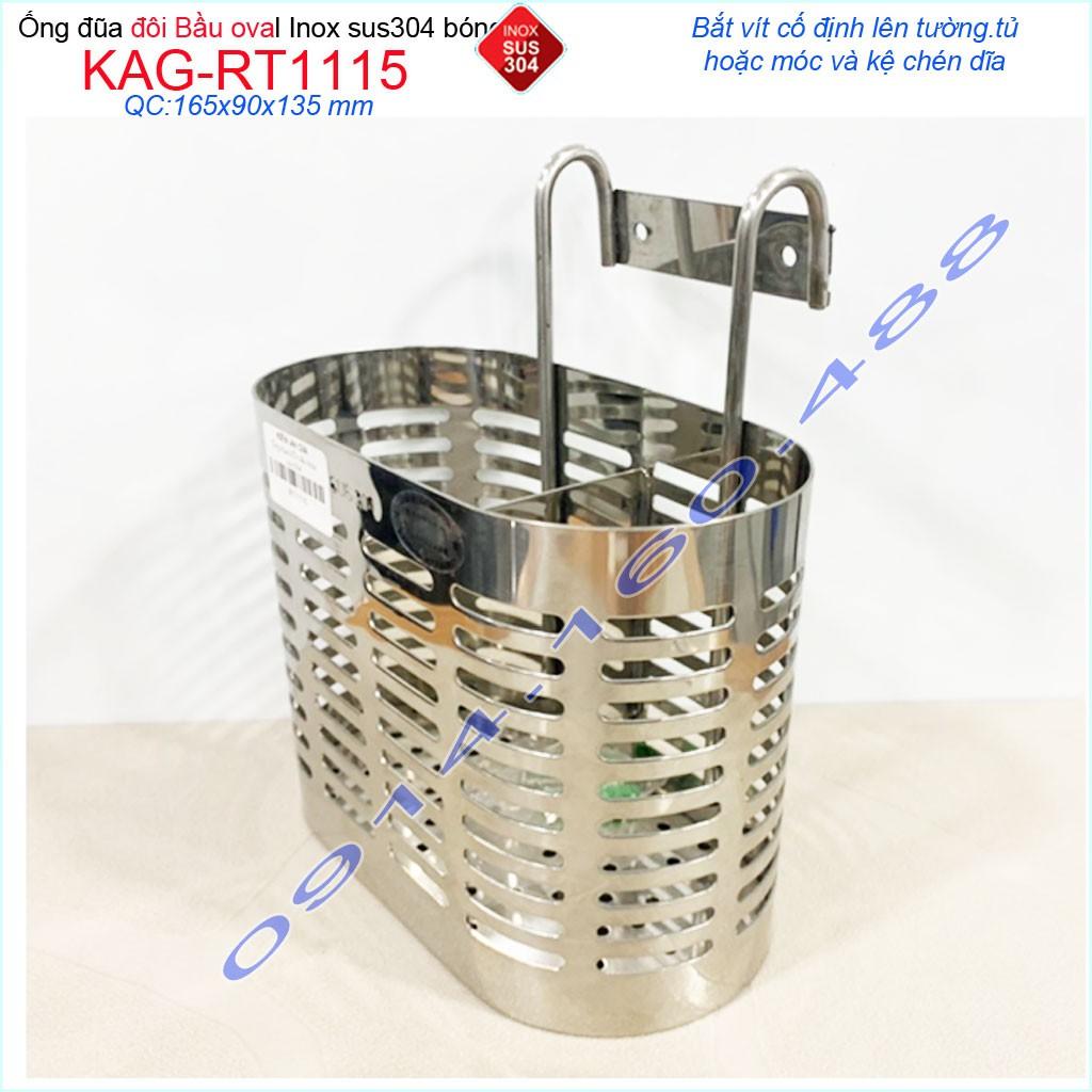 Ống đũa đôi bầu KAG-RT1115, ống đựng đũa nhà bếp inox dập khuôn SUS304 sáng bóng thiết kế đẹp siêu bền sử dụng tốt