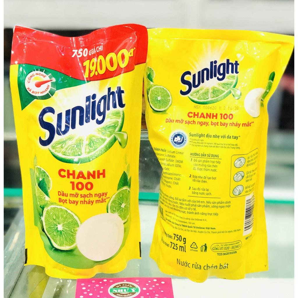 COMBO 3 Túi Nước rửa chén Sunlight Chanh 100 Túi 750gx3