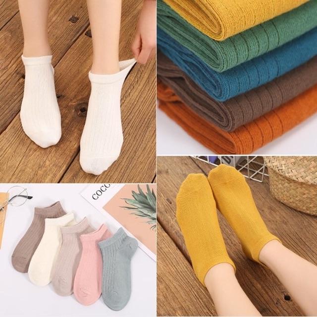 Tất nữ cổ ngắn cao cấp 100% cotton hàng loại dày đẹp