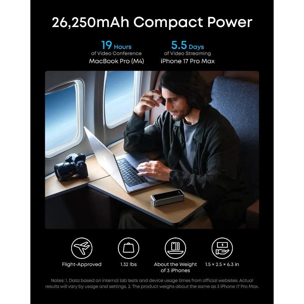 Sạc dự phòng Anker Prime 2C1A 300W 26250mah Đen A110A - Hàng Chính Hãng