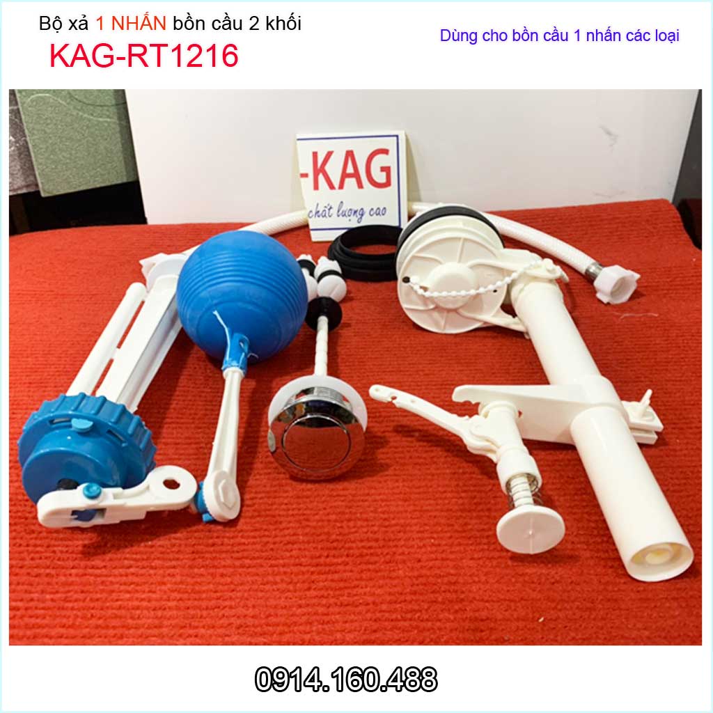 Bộ xả bồn cầu 1 nút nhấn siêu nhẹ Doco KAG-RT1216, bộ xả nước bồn cầu 1 nút nhấn trọn bộ xả