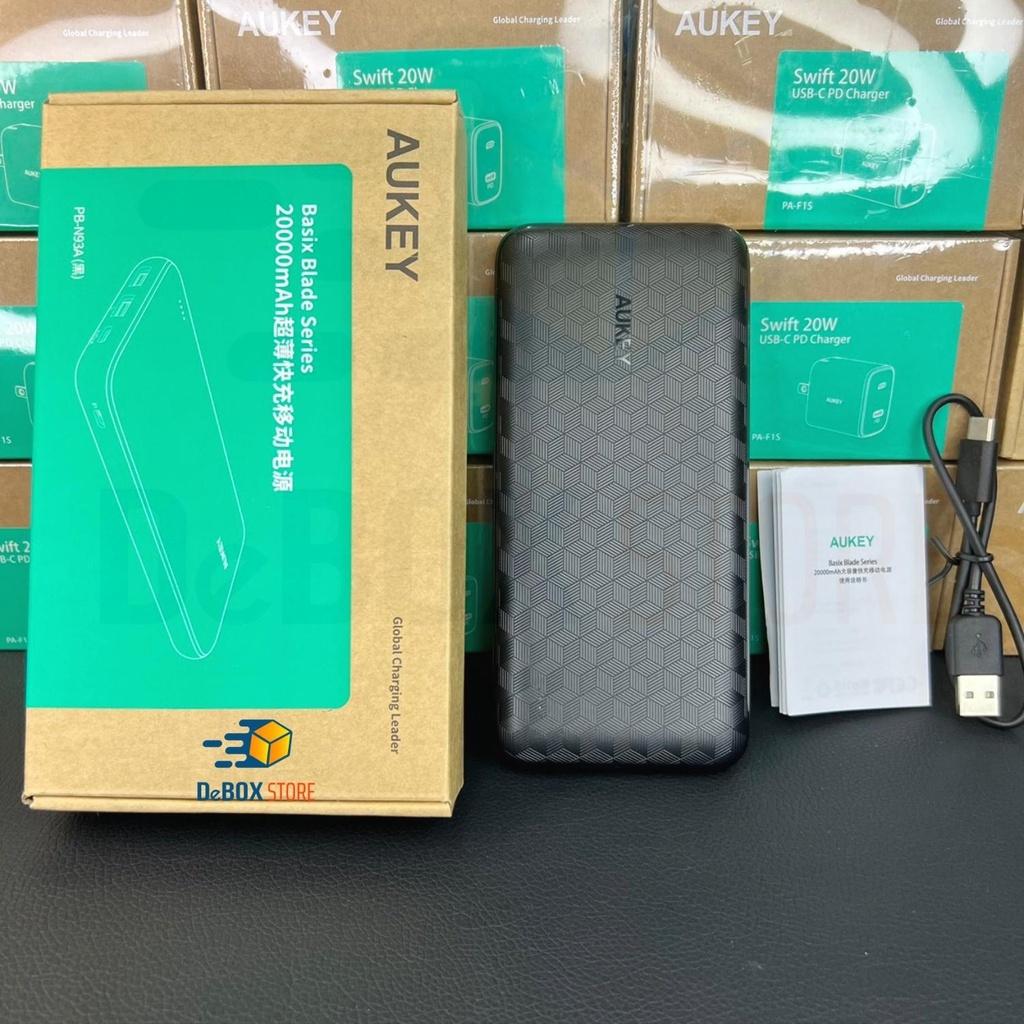 Pin Sạc Dự Phòng Aukey PB-N93A 20000mAh Cổng USB-C Sạc Nhanh PD3.0 18W + USB-A QC 3.0 18W - Hàng Chính Hãng