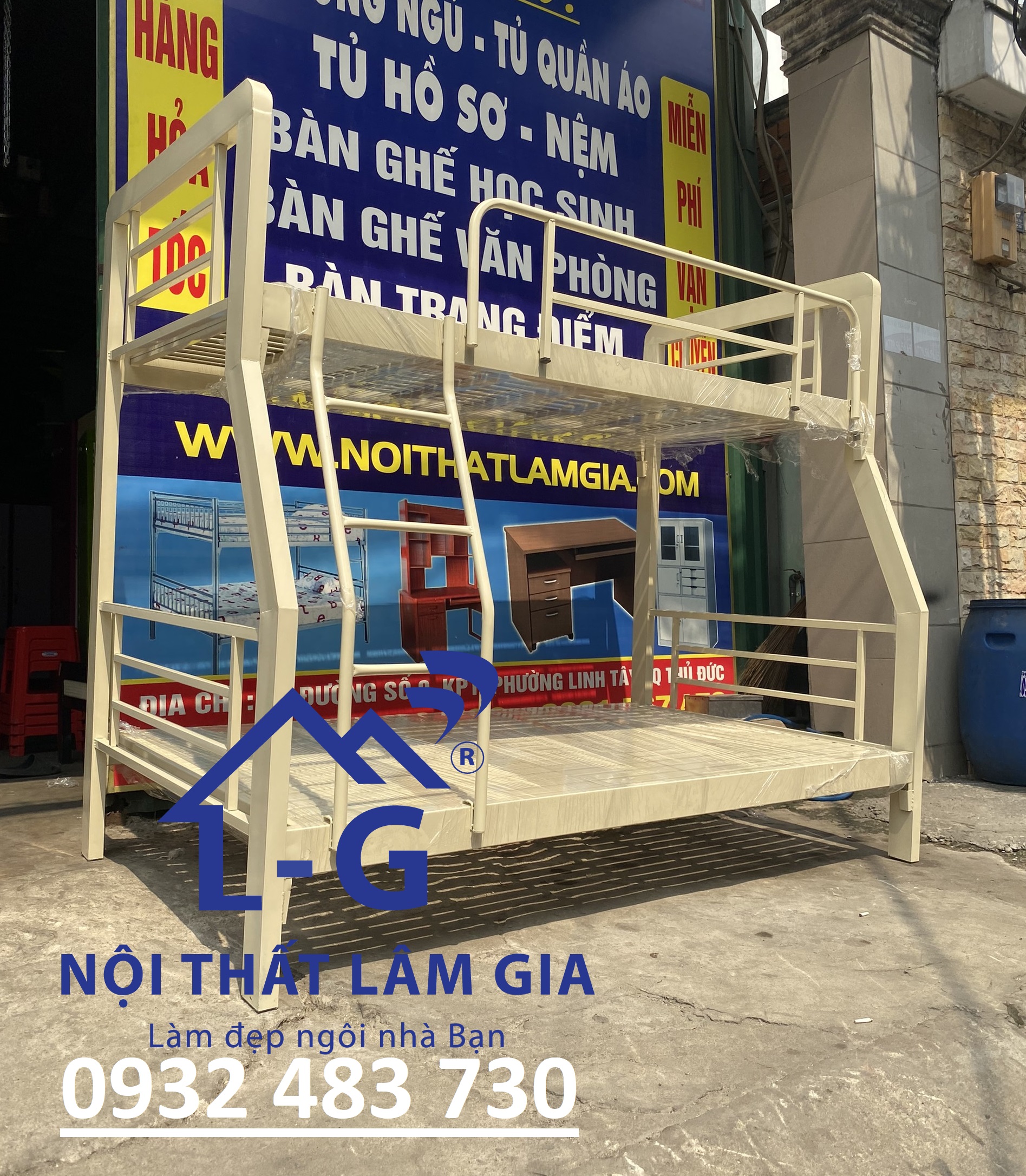 Giường sắt 2 tầng hộp 48 cao cấp trẻ em bền - đẹp