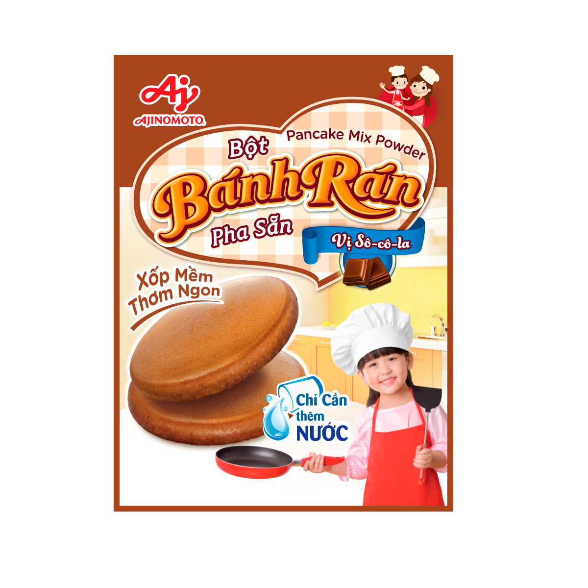 Combo 4 Gói Bột Bánh Rán Pha Sẵn Vị Sô-cô-la Ajinomoto 200g/Gói