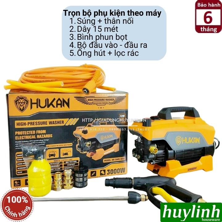 Máy xịt rửa xe chỉnh áp Hukan CWM3000 - Công suất 3000W - Áp lực 160 bar- Motor lõi đồng - Tặng khớp nối nhanh đầu ra