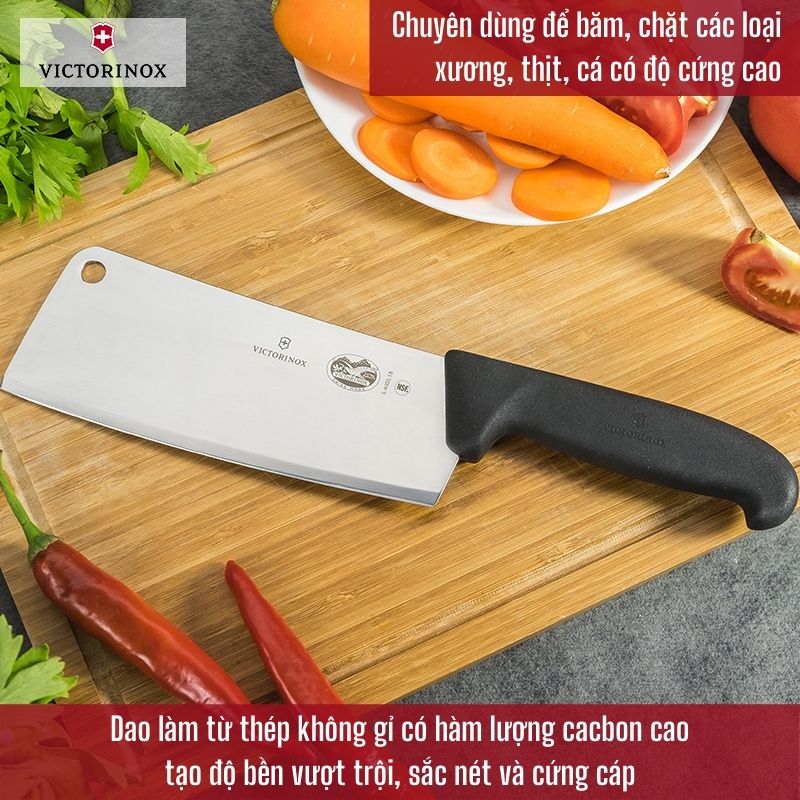 Dao Chặt VICTORINOX Lưỡi Dài 18cm Thép Không Gỉ Cao Cấp Tay Cầm Nhựa TPE Cao Cấp - Sản Xuất Tại Thụy Sỹ