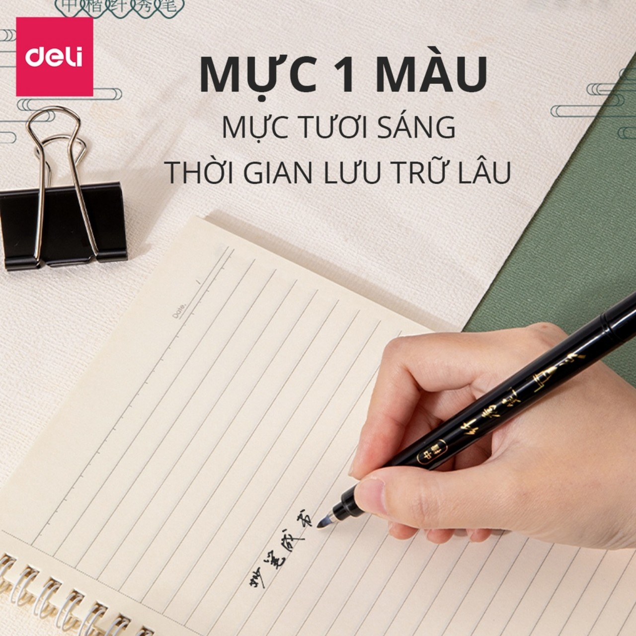 Bút viết thư pháp chữ Hán Calligraphy Deli - brush pen nhiều kích cỡ ngòi, có thể đổ thêm mực Deli 1 cây