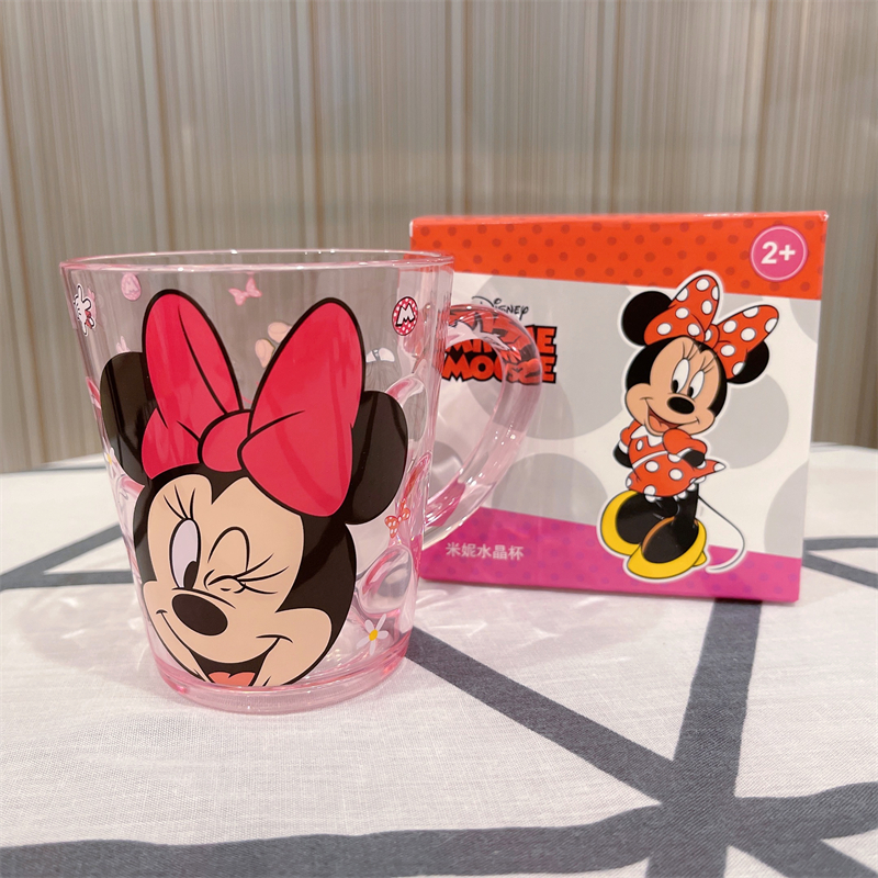 Ly nhựa pha lê trong suốt Disney có quai cầm tay hình chuột Minnie Mouse cho trẻ em