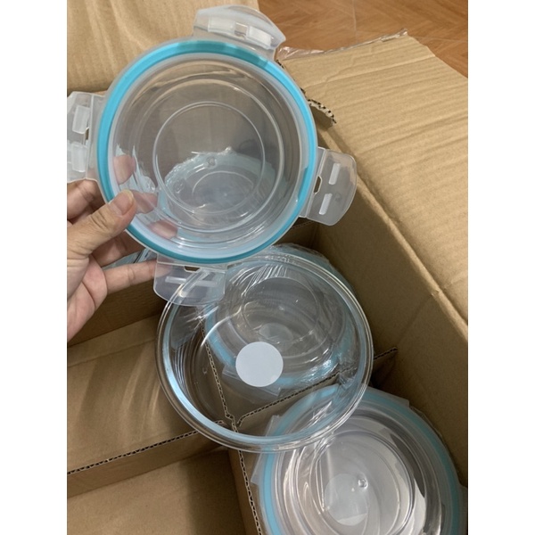 Set 03 Hộp Thủy Tinh Chịu Nhiệt Tròn 620ml - Nắp Có Ron Chống Tràn - Hộp Đựng Canh Mang Đi - Hộp Đựng Thực Phẩm