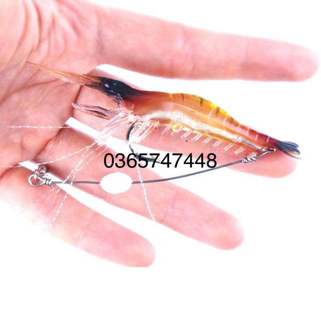 Mồi tôm giả dạ quang câu lure