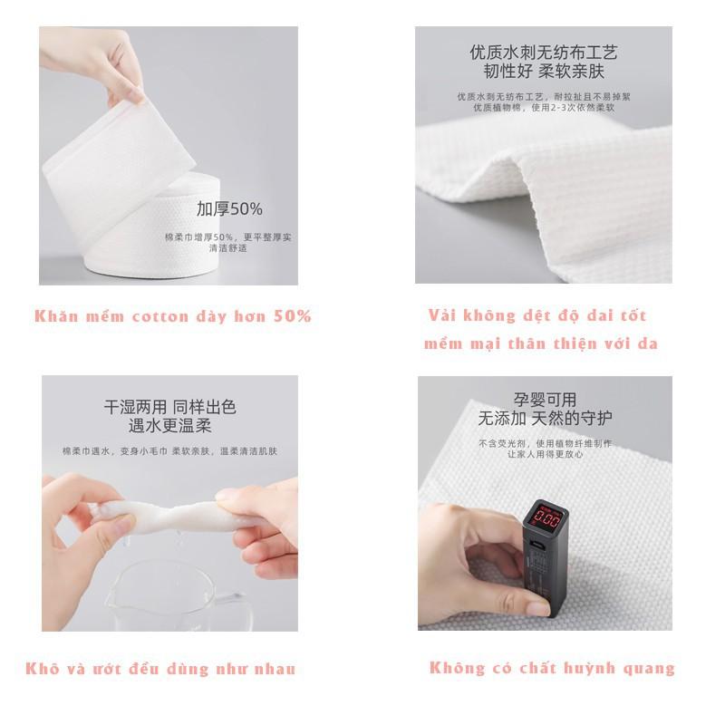 Giấy Lau Mặt Cotton Dùng 1 Lần, Khăn Mặt Khô Cuộn Giấy Tẩy Trang Lau Khô, Lau Ướt