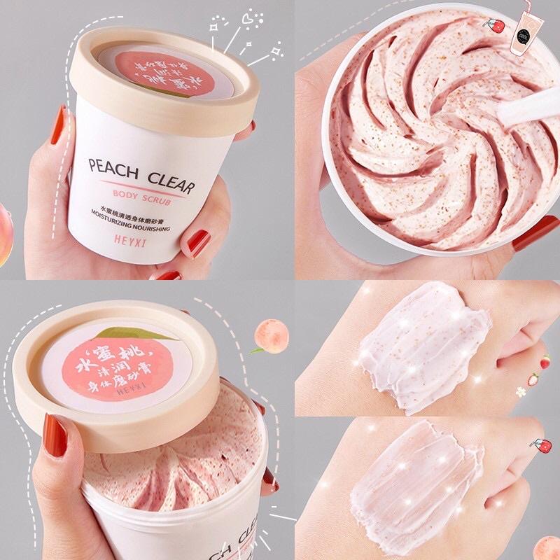 Một hũ tẩy da chết body đào Heyxi Peach Clear Body Scrub 200G Senabeauty