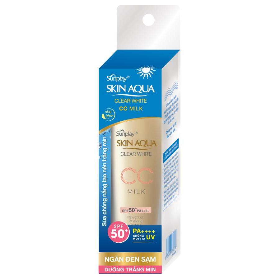 Sữa Chống Nắng Tạo Nền Sunplay Skin Aqua Clear White CC Milk SPF50+, PA++++ (25g) + Tặng Kem rửa mặt Hada Labo 25g