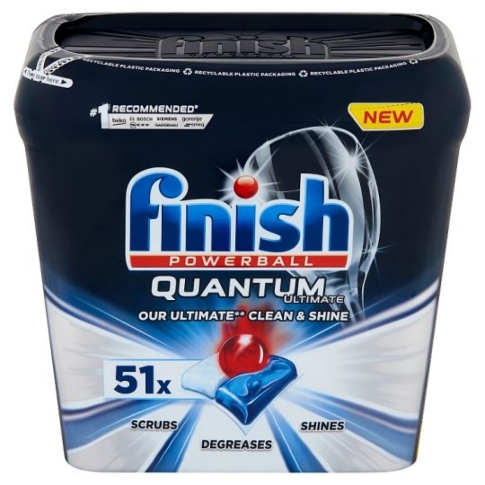 Hộp 51 viên rửa chén Finish Quantum Ultimate (Công thức mới 2020) – Hàng siêu cao cấp với 14x tính năng trong 1 viên (Dành cho máy rửa chén 13-14-15 bộ).