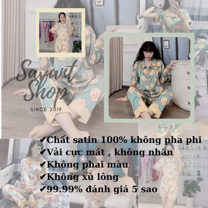 Bộ Mặc Nhà Pijama Lụa Hoạ Tiết Vịt