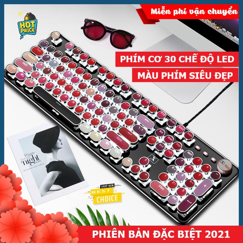 Bàn Phím CƠ Máy Tính XSmart Lipstick K520 PRO LED Đổi Màu, Bản Đặc Biệt Siêu Đẹp, Trục cơ blue switch cho pc, laptop - Hàng Chính Hãng