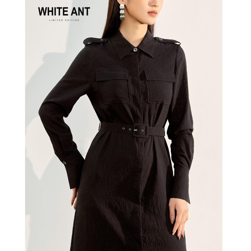 Đầm Dáng Suông Nữ WHITE ANT RABATIT SHIRT DRESS Thiết Kế Cổ Đức Có Cá Vai, Chất Liệu Linen Rayon Mịn Nhẹ 120400051