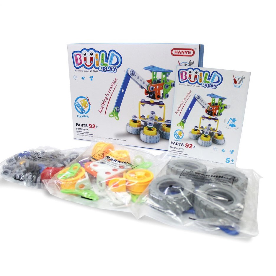 Đồ chơi giáo dục phát triển kỹ năng Stem lắp ghép Build&Play mô hình xe mềm cho bé 2 trong 1 - Toyshouse 7702/7758